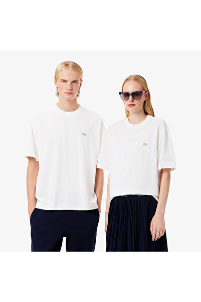 Lacoste Unisex Loose Fit Bisiklet Yaka Beyaz T-Shirt