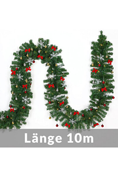 Casaria Artificial Christmas Garland 10 m, 160 LED lights, with Green Fir bra...