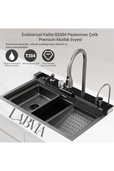 LABVIA Akıllı Eviye Seti - Dijital LED Sıcaklık Göstergeli, SUS304 Paslanmaz ...