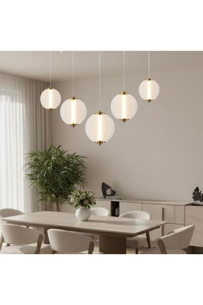 Apliqa Penny 90 Watt 5'li Sıralı Bakır Led Sarkıt Avize