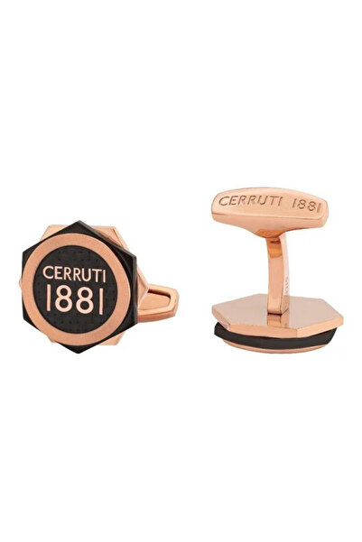 Cerruti 1881 Rose Gold Black Stainless Steel Cufflinks for Men