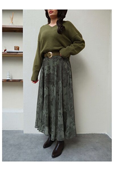 ESRAHELVACI Ethnic Pattern Chiffon Skirt