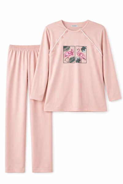 DOLCEBON 100% cotton nursing pajamas with side buttons, powder pink, set of 2