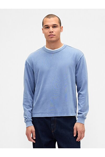 GAP Erkek Açık Mavi Heavyweight Crop T-Shirt
