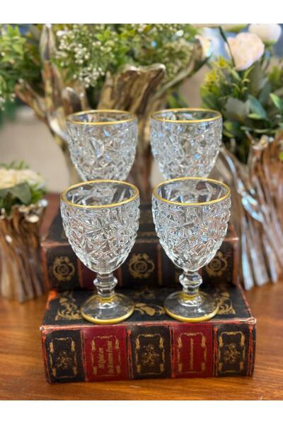 atabey home 6 Pieces Coffee or Water Glass Crystalized Model Medium Size-Gold...