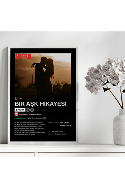 CKA Tasarım Kişiye Özel Fotoğraflı Loveflix Film Posteri Tasarım Tablo, Sevgi...