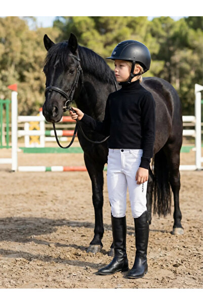 PEUR RIDER SHOP Pantaloni de călărie pentru fete, cu dungi albe, impermeabili...