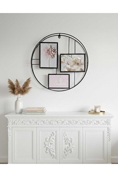 Home Metal Round Frame 3-Piece Picture Stylish Wall Accessory