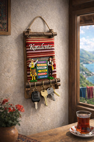 seymenbıçakçılık Black Sea Themed Handmade Wooden Keychain Hanger |   Wall Mo...