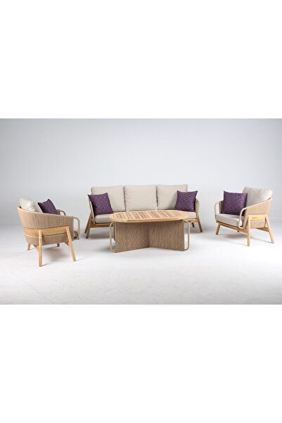 Luce Garden Sarya Ahşap Koltuk Takımı