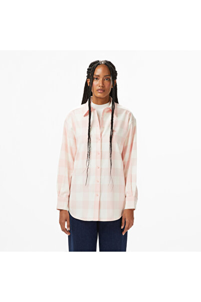 Lacoste Kadın Kareli Pembe Gömlek
