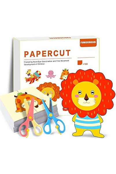 Generic مقص أمان للأطفال مع 100 قطعة ورق