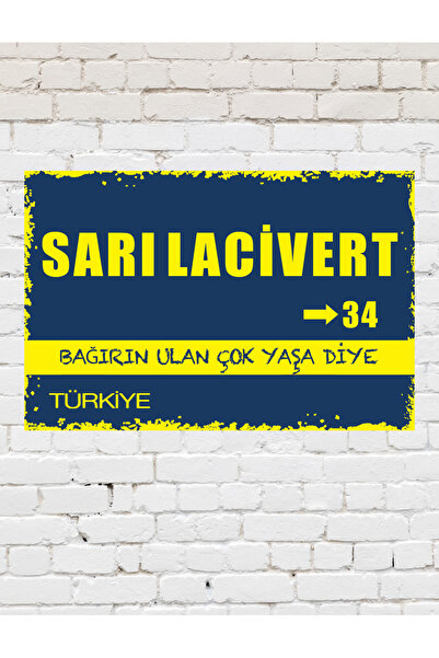 Pi Dekorasyon "fęnęrbahçe" Sarı Lacivert Kanarya Futbol Taraftar Sözleri MDF ...