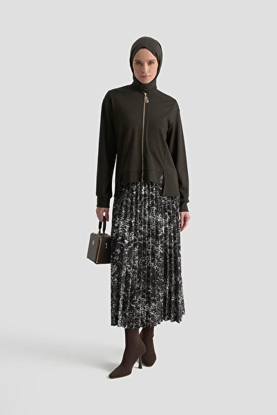 Armine 25KT6100 Kahverengi Kadın Fermuarlı Etekli Takım