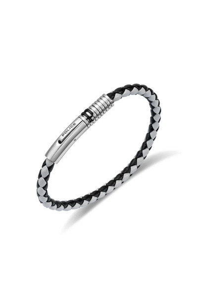 Police Modish Black & Grey Leather Straps Bracelet for Men