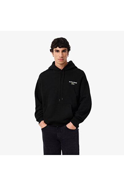 Lacoste Erkek Loose Fit Kapüşonlu Siyah Sweatshirt