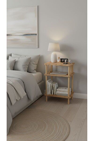 Macco Mobilya 3 Katlı Çevir Kur Ahşap Komodin Yatak Yanı Sehpası - Çok Amaçlı...