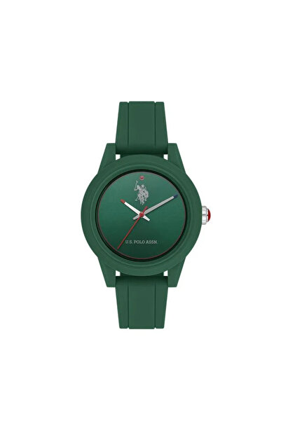 U.S. Polo Assn. ساعة يد نسائية أنيقة ذات مينا أخضر وسوار من الفولاذ المقاوم ل...