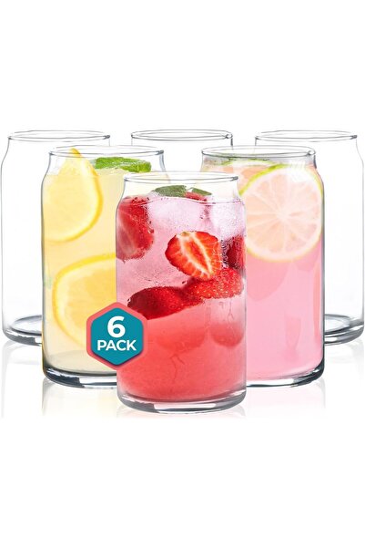 4as Premium Glass Tumblers, Clear Crystal Can-Shaped Drinking Glasses, 473ml,...