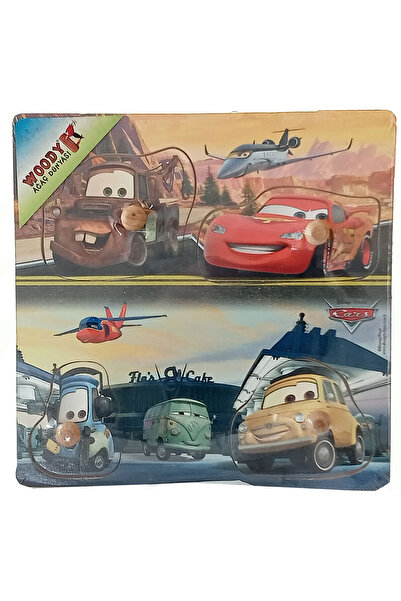 Woody لغز خشبي من 4 قطع على شكل سيارات مع حامل