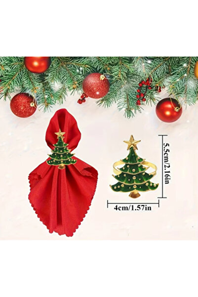 İsmet toka 6 Pieces - Pine Tree Christmas Napkin Ring (Not Rustable) Christma...