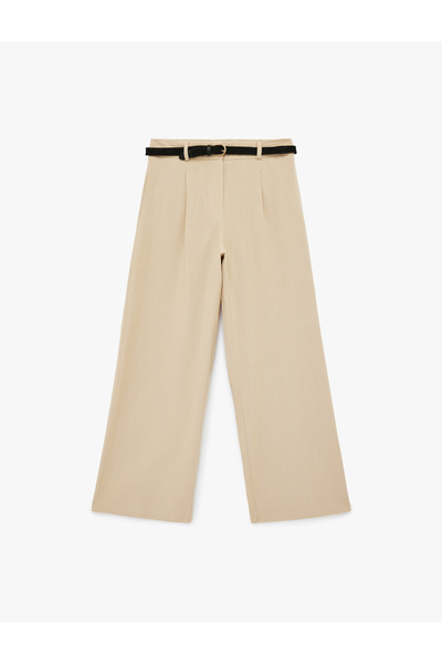 Koton Pantaloni cu picioare largi, cu aspect de in, cu buzunare și curea
