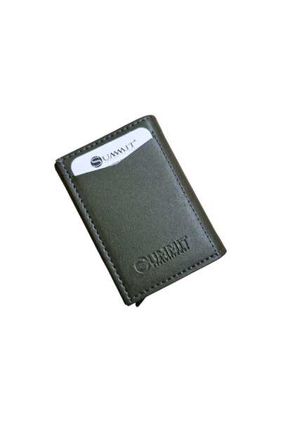 Summit Yeşil Nova Deri Alüminyum Mekanizmalı Otomatik Kartlık Ve Kağıt Para B...