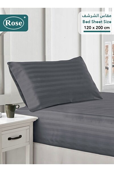 Rose Hotel Stripe Fitted Sheet & Pillowcase(s) Set, Premium Microfiber, Singl...