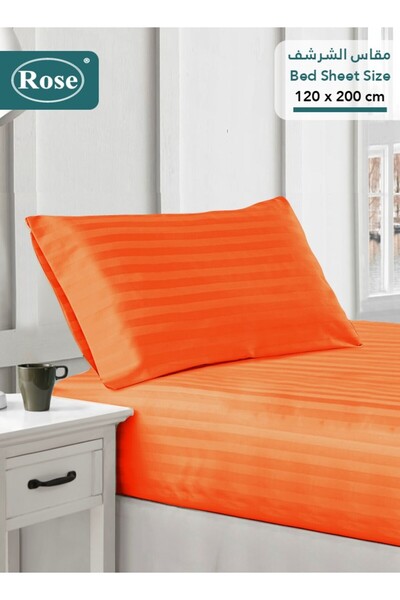 Rose Hotel Stripe Fitted Sheet & Pillowcase(s) Set, Premium Microfiber, Singl...