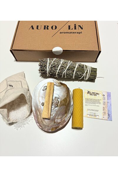AUROLİN Marina Enerji Seti-Deniz kabuğu -Palo santo-Balmumu -Tütsü için kaya ...