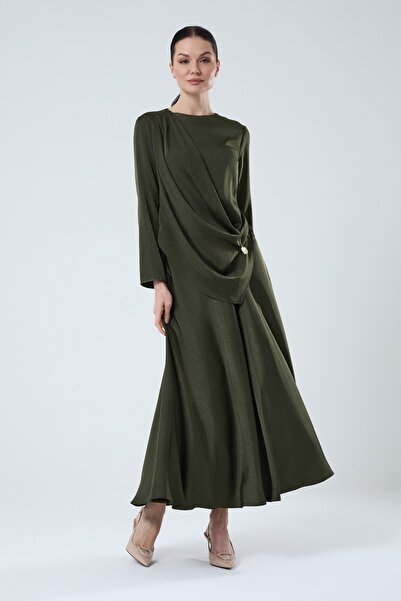 Jupe Kadın Broş Detaylı Drapeli Etekli Takım 8602