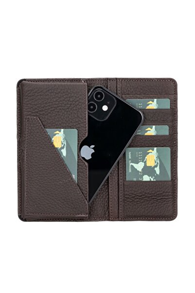 BUDİ HOME Calvina 6.5 Inch Compatible Leather Card Holder Case Fl02 Brown