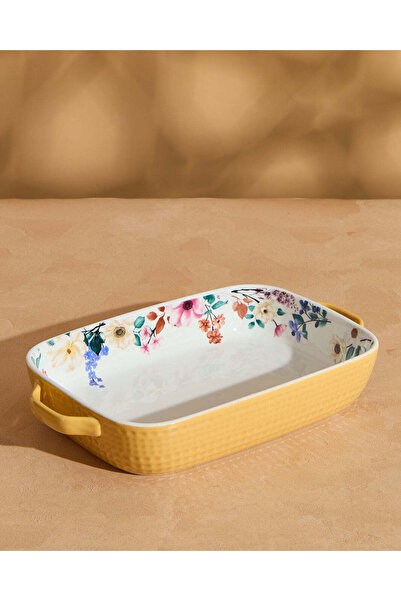 REDTAG Yellow Floral Rectangle Baking Dish (Large)