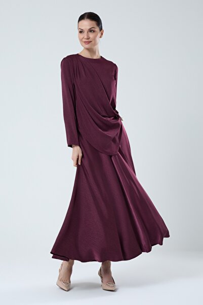 Jupe Kadın Broş Detaylı Drapeli Etekli Takım 8602