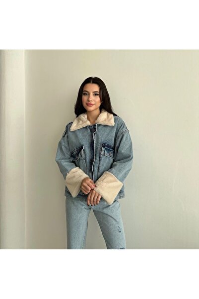 Körük Cep Peluşlu Kadın Jean Mont