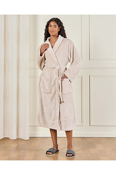 REDTAG Beige Shawl Fleece Bathrobe (Large)