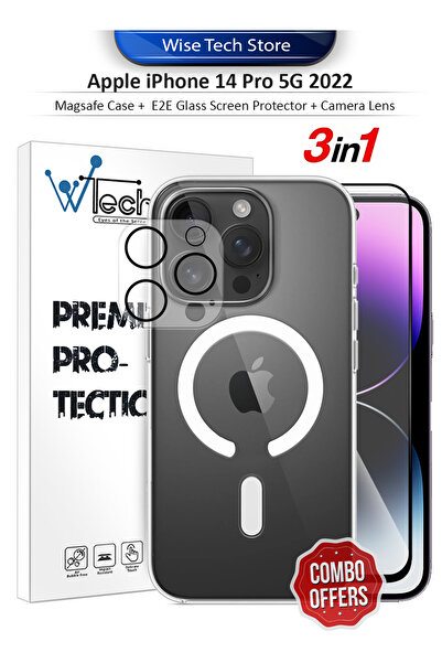 Wtech Apple iPhone 14 Pro 3in1 Magsafe Case Cover Screen Protector Camera Len...