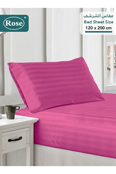 Rose Hotel Stripe Fitted Sheet & Pillowcase(s) Set, Premium Microfiber, Singl...