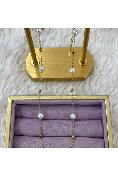 Store Non Tarnish Steel Pearl Necklace - Gold Dorika Chain Adjustable Luxury ...