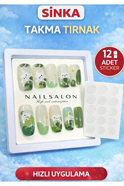 SİNKA TAKMA TIRNAK PRATİK 12'Lİ STİCKER YAPIŞTIRICI HEDİYELİ