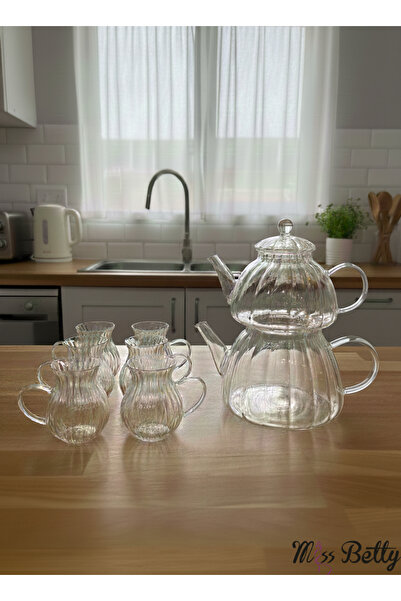Miss Betty Glass Teapot and Cup Set Transparent