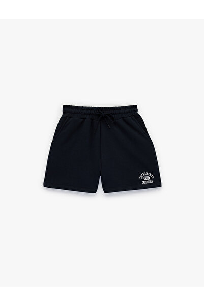 Koton Comfortable Fit Waist Tie Embroidered Mini Shorts