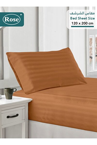 Rose Hotel Stripe Fitted Sheet & Pillowcase(s) Set, Premium Microfiber, Singl...