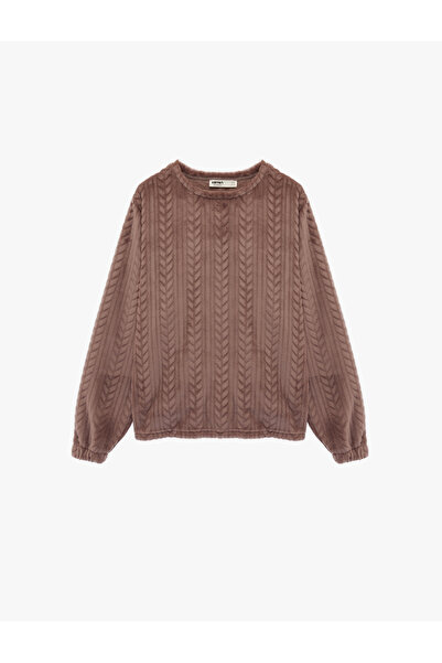 Koton Long Sleeve Crew Neck Textured Pajama Top