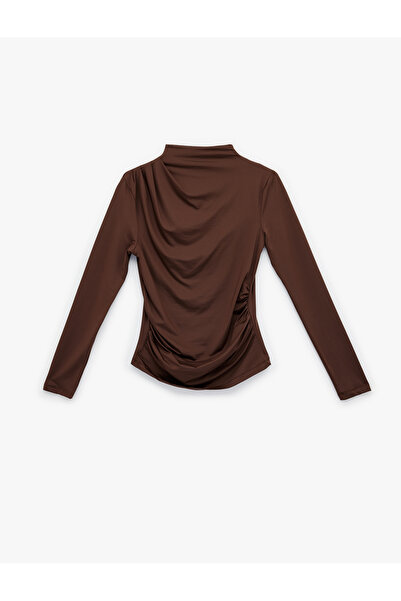 Koton slim fit guler ridicat Bluză cu mânecă lungă drapat