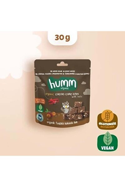 Humm Organic Organik Glutensiz Vegan Kakaolu ve Fındıklı Kek 30gr