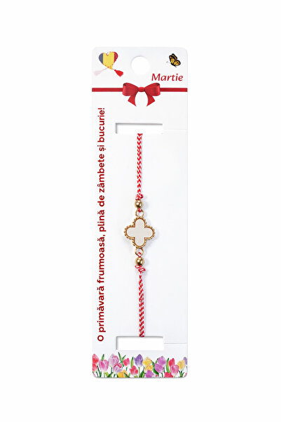 OEM Set of 12 martisor bracelets with white pearl flower, red and white strin...