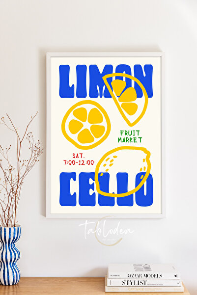 tablodea Poster înrămat cu model de lămâie Fruit Market, tablou de bucătărie ...