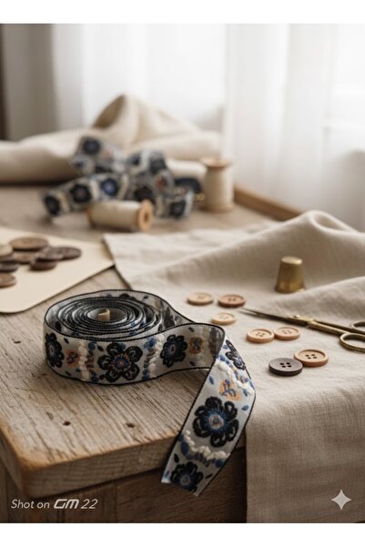 satab Fransız Çiçekli Kurdele BOHEMIA /Dekoratif Şerit 40mm 10Metre