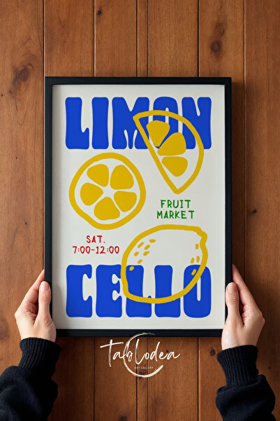 tablodea Poster înrămat cu model de lămâie Fruit Market, tablou de bucătărie ...